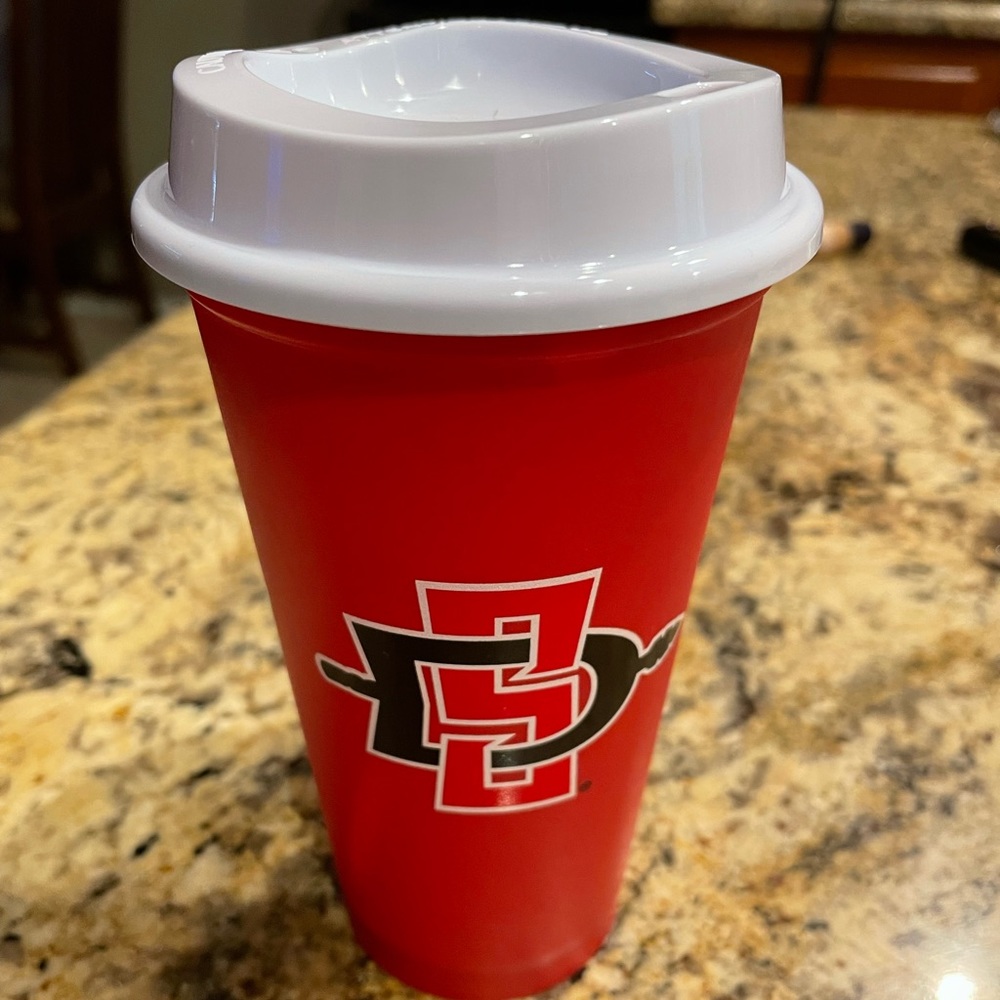 Starbucks to go cup. SDSU OFFICIAL.  Plastic cup. Cold cup